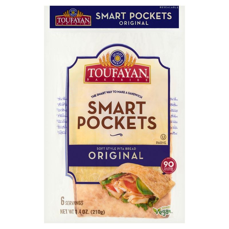 Toufayan Bakeries Original Smart Pockets Soft Style Pita Bread, 7.4 oz
