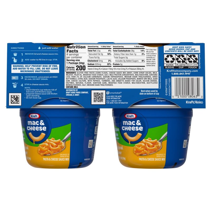 Kraft Mac &amp; Cheese Original Flavor Pasta &amp; Cheese Sauce Mix, 1.9 oz, 4 count