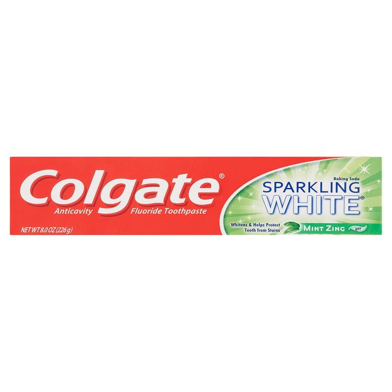 Colgate Baking Soda Sparkling White Mint Zing Gel Anticavity Fluoride Toothpaste, 8.0 oz