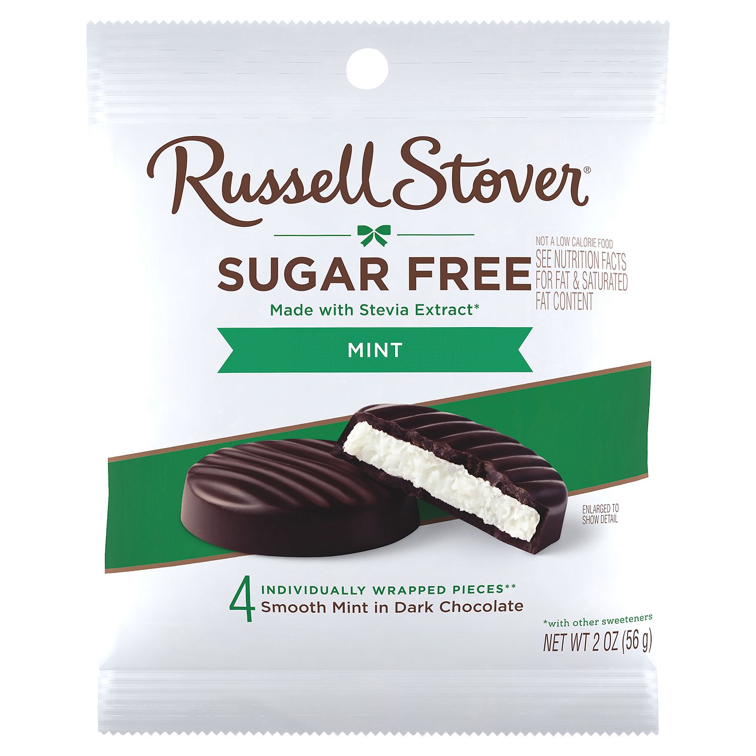 Russell Stover Sugar Free Smooth Mint in Dark Chocolate, 4 count, 2 oz