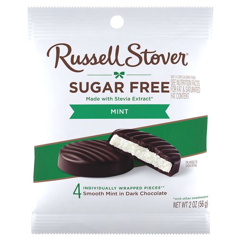 Russell Stover Sugar Free Smooth Mint in Dark Chocolate, 4 count, 2 oz