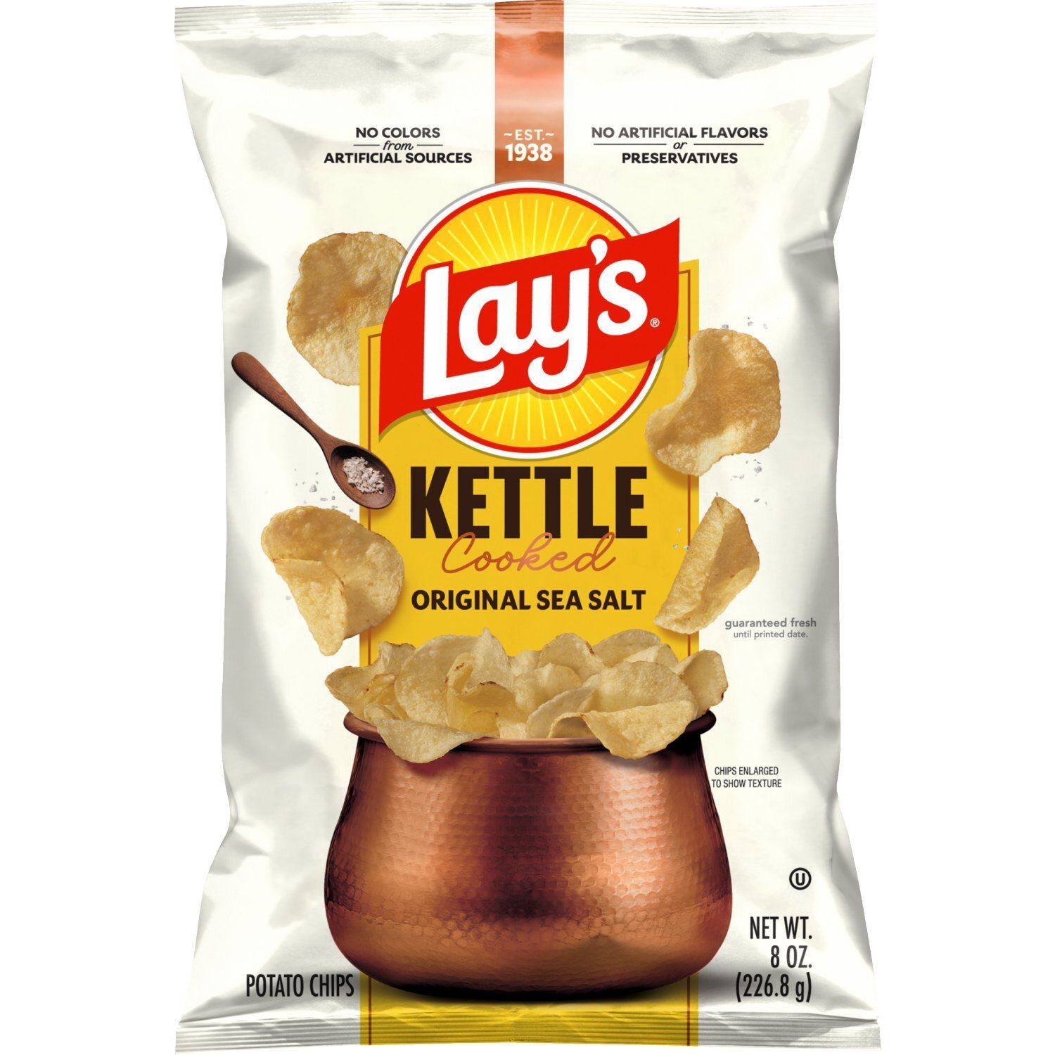 Lay's Kettle Cooked Potato Chips Original Sea Salt 8 Oz