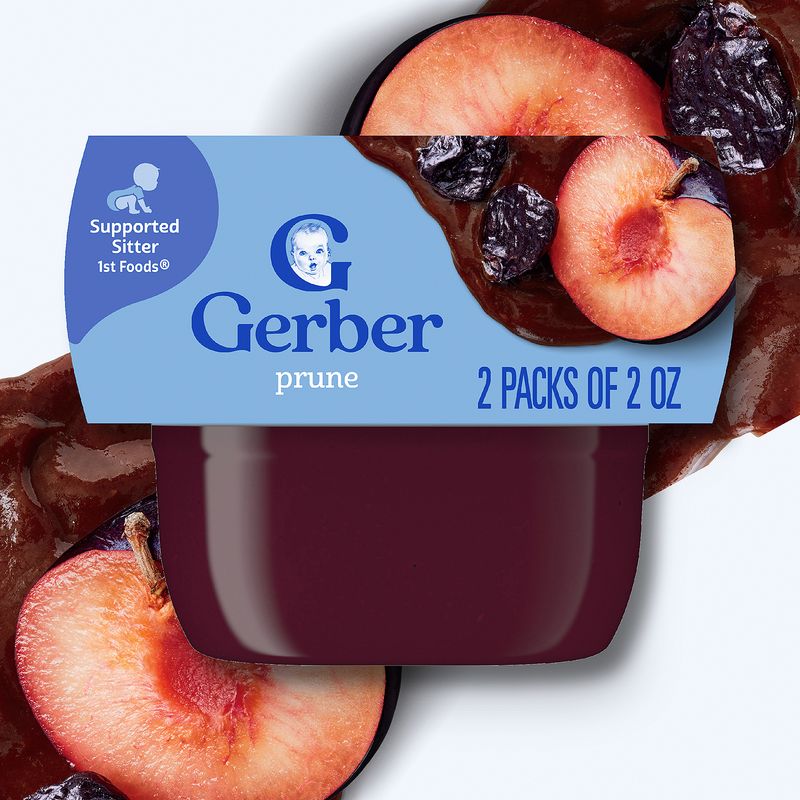 Gerber 1st Foods Prune Baby Food, Supported Sitter, 2 oz, 2 count