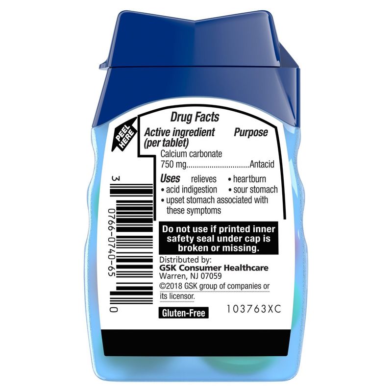 Tums Smoothies Extra Strength 750 Antacid Assorted Fruit Chewable Tablets, 12 count