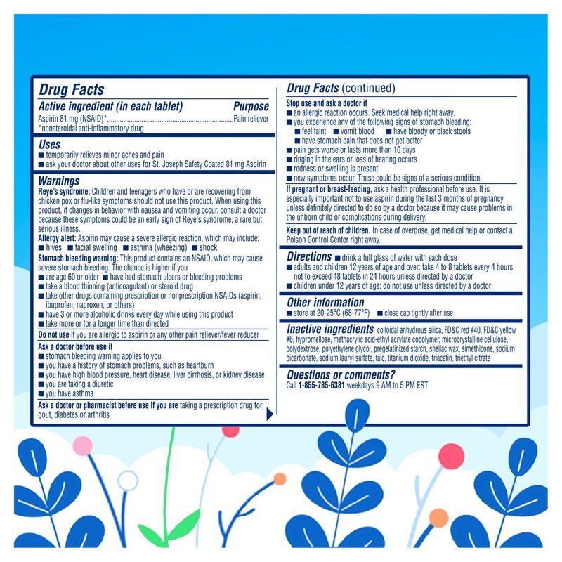 St. Joseph Low Dose Aspirin Coated Tablets, 81 mg, 120 count