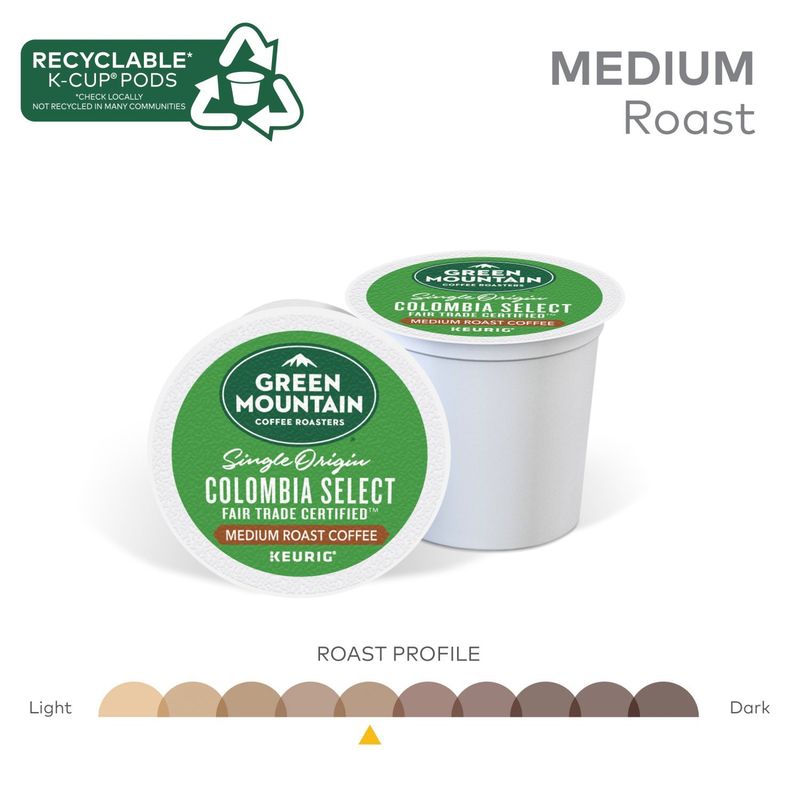 Green Mountain Coffee Roasters Colombia Select Medium Roast Coffee K-Cup Pods, 10 count, 3.3 oz