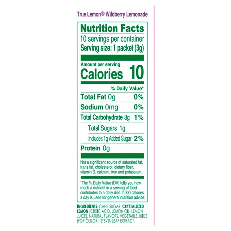 True Lemon Wildberry Lemonade Drink Mix, 0.11 oz, 10 count