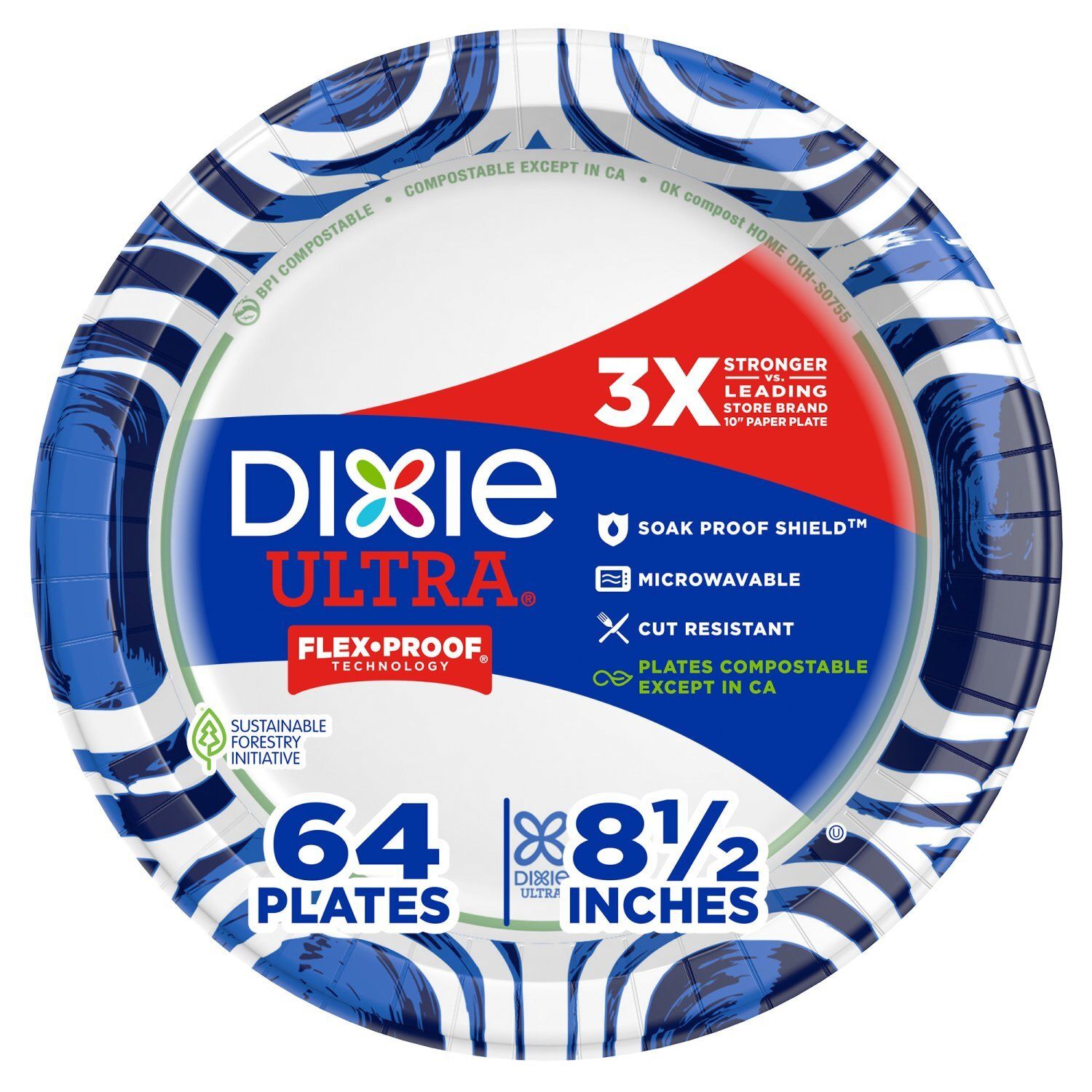 Dixie Ultra 8½ in Paper Plates, 64 count