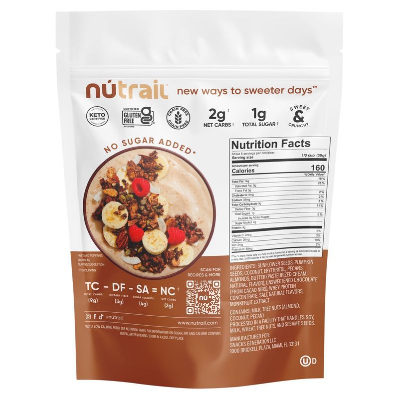 NuTrail Dark Chocolate Nut Granola, 8 oz