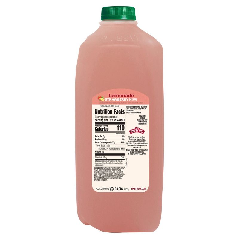 Turkey Hill Strawberry Kiwi Lemonade, half gal