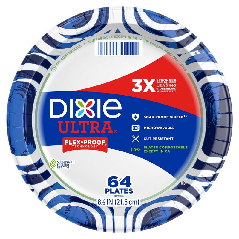Dixie Ultra 8½ in Paper Plates, 64 count