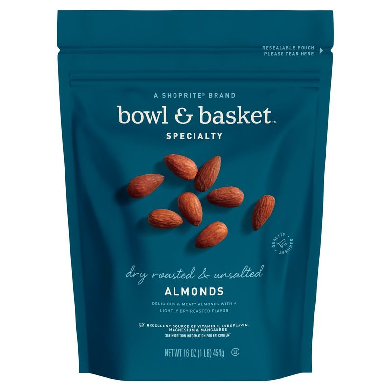 Bowl &amp; Basket Specialty Dry Roasted &amp; Unsalted Almonds, 16 oz