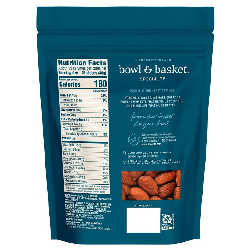 Bowl &amp; Basket Specialty Dry Roasted &amp; Unsalted Almonds, 16 oz