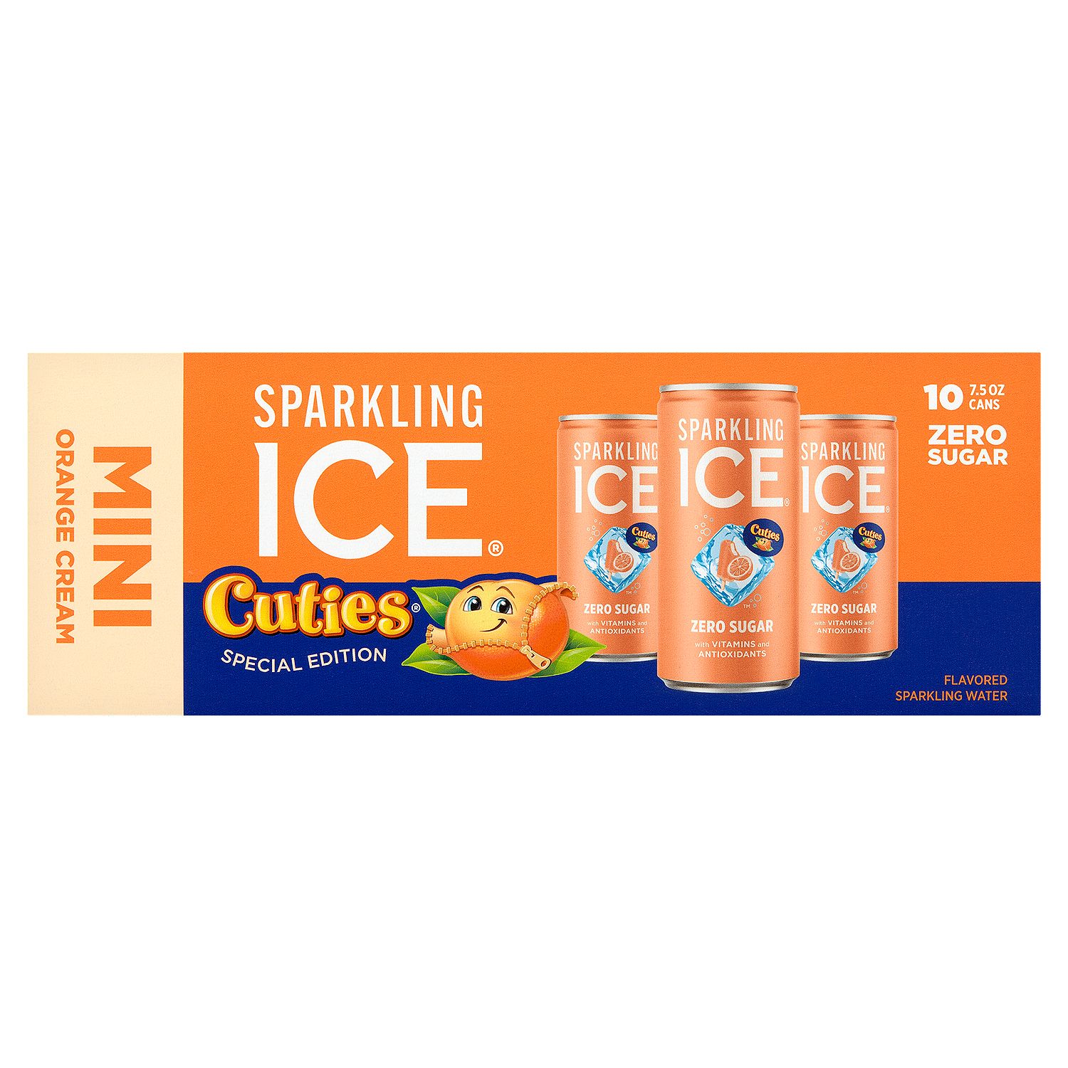 Sparkling Ice Cuties Mini Orange Cream Flavored Sparkling Water Special Edition, 7.5 fl oz, 10 count