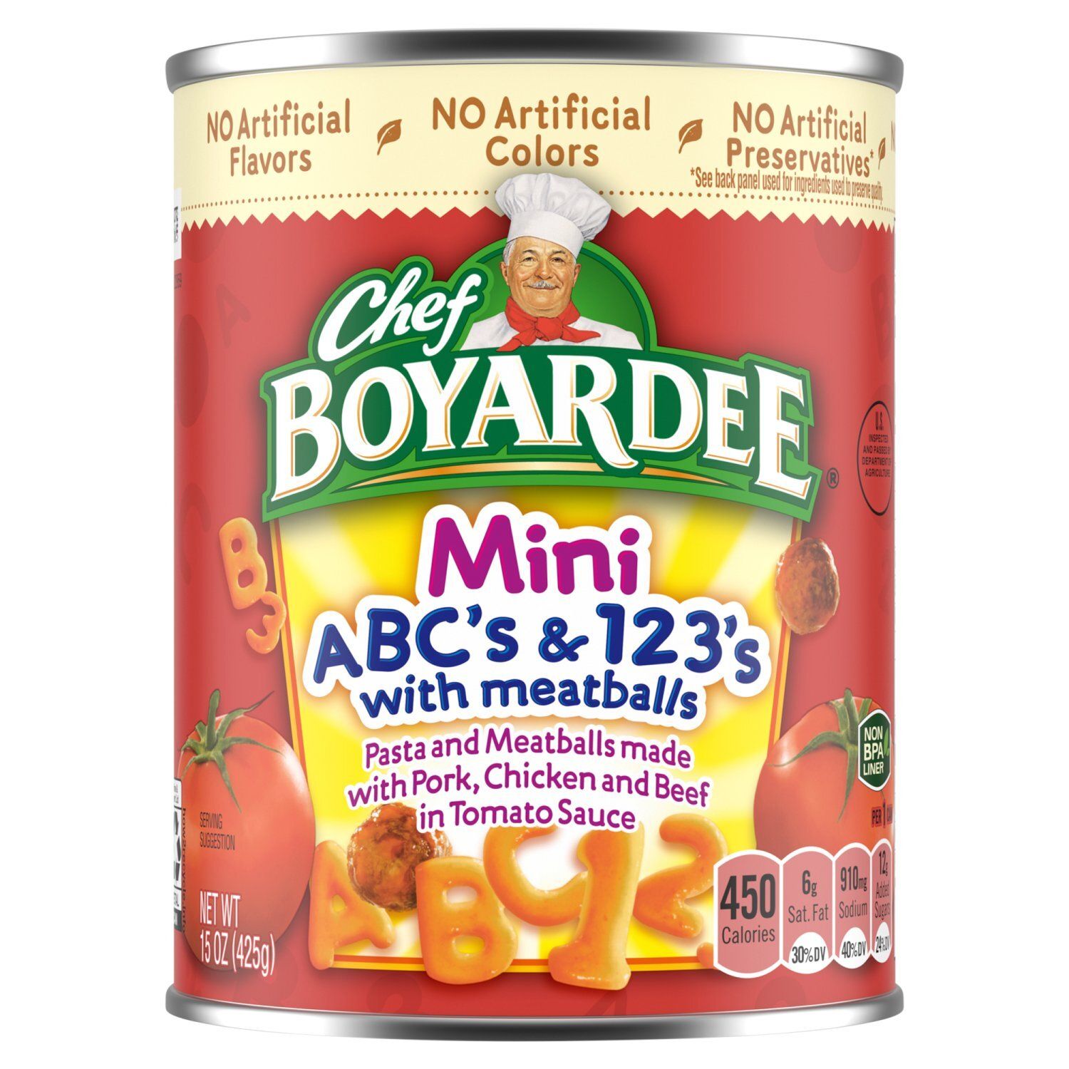 Chef Boyardee Mini ABC's &amp; 123's with Meatballs, 15 oz