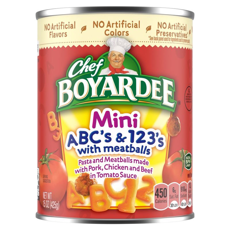Chef Boyardee Mini ABC's &amp; 123's with Meatballs, 15 oz