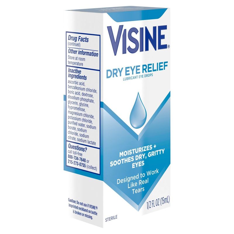 Visine Dry Eye Relief Sterile Lubricant Eye Drops, 1/2 fl oz