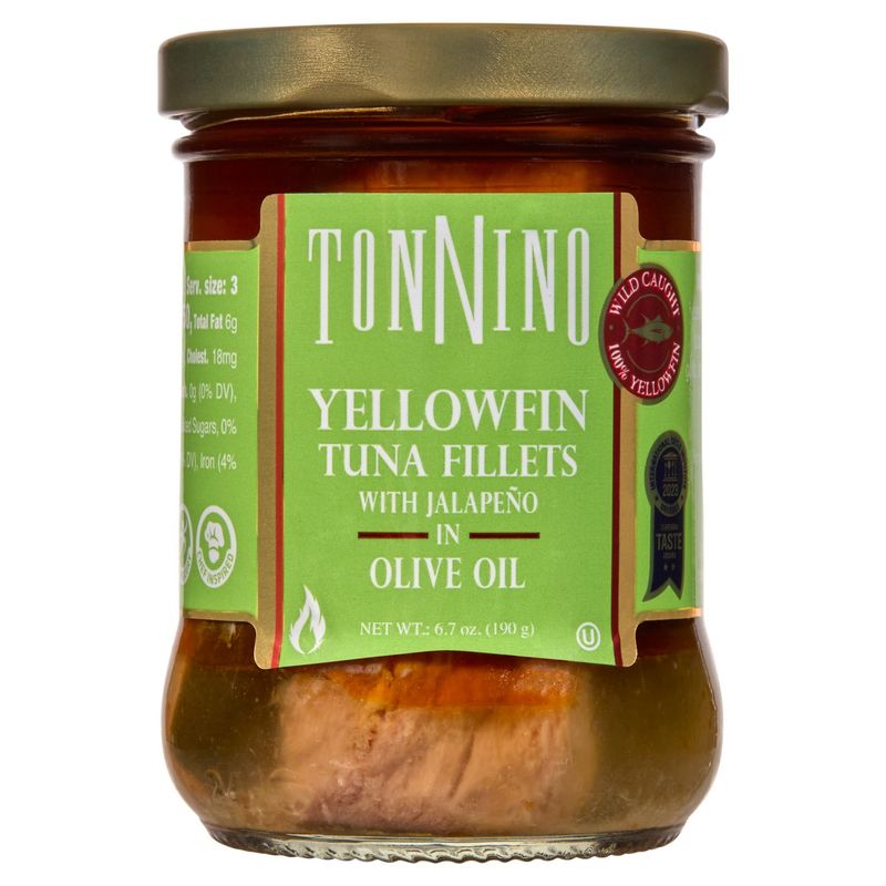 Tonnino Yellowfin Tuna Fillets with Jalapeño in Olive Oil, 6.7 oz