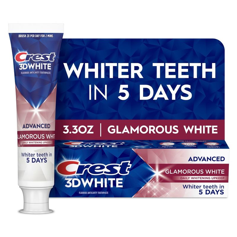 Crest 3DWhite Advanced Glamorous White Teeth Whitening Toothpaste, 3.3 oz