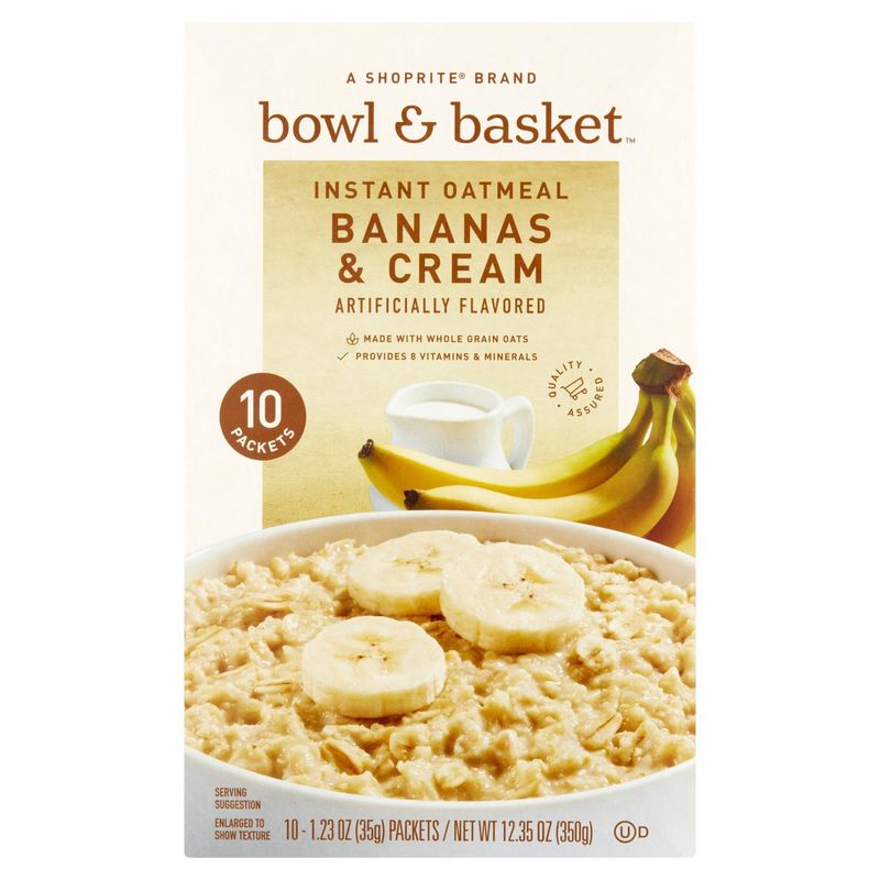 Bowl &amp; Basket Bananas &amp; Cream Instant Oatmeal, 1.23 oz, 10 count
