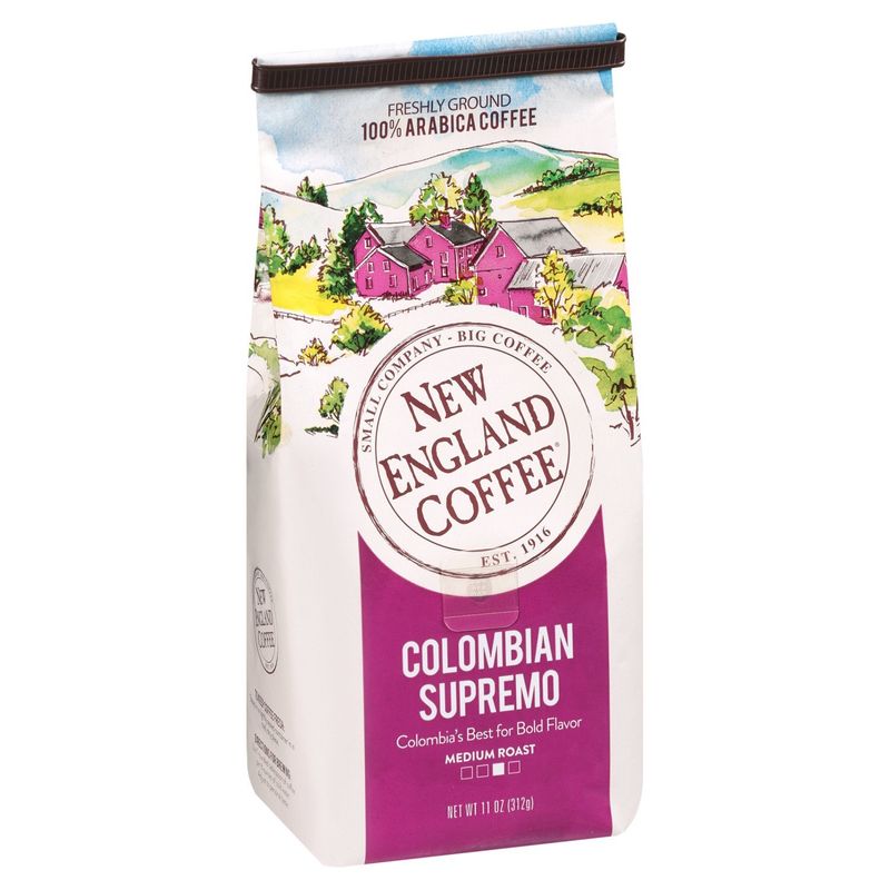 New England Coffee Colombian Supremo Medium Roast 100% Arabica Coffee, 11 oz