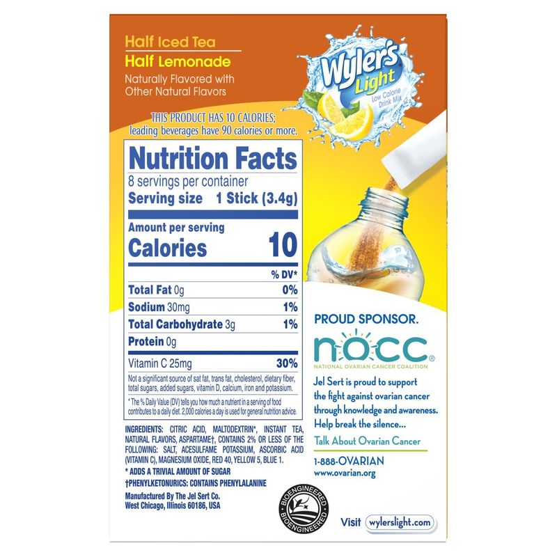 Wyler's Light Half Iced Tea Half Lemonade Low Calorie Drink Mix, 8 count, 0.97 oz