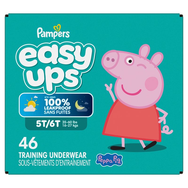 Pampers Easy Ups Peppa Pig Training Underwear, Size 5T/6T, 35-60 lbs, 46 count