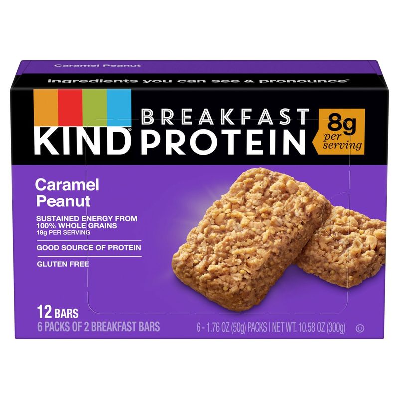 Kind Caramel Peanut Breakfast Protein Bars, 1.76 oz, 6 count