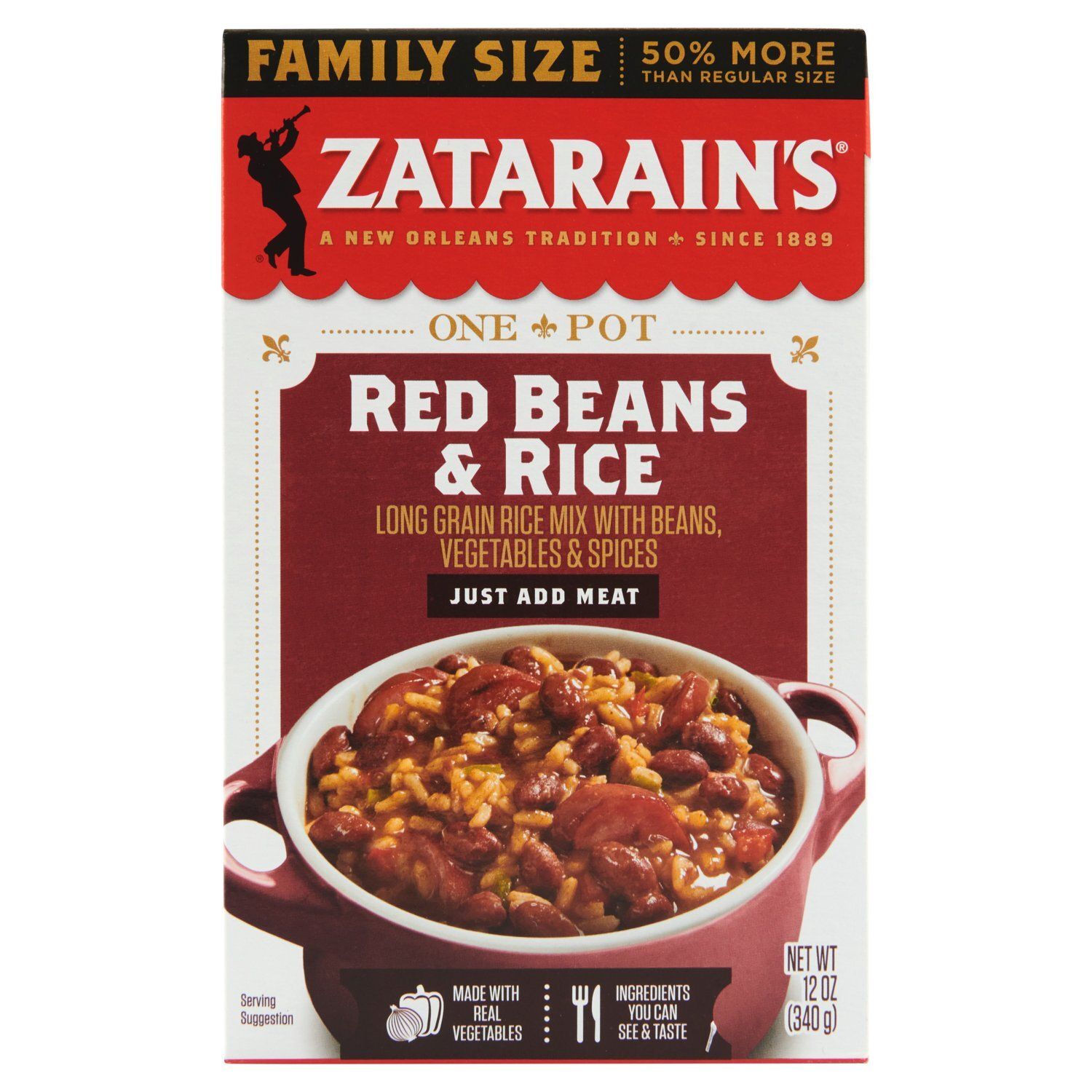 Zatarain's One Pot Red Beans &amp; Rice Family Size, 12 oz