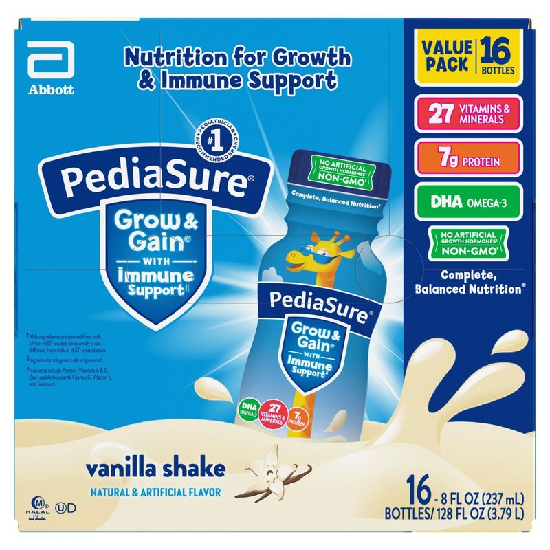 PediaSure Grow &amp; Gain Vanilla Shake Value Pack, 8 fl oz, 16 count