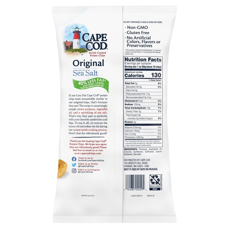 Cape Cod Original Kettle Cooked Potato Chips, 8 oz