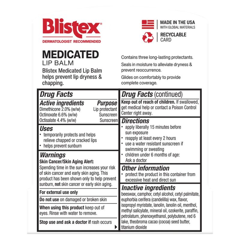 Blistex Medicated Lip Balm, SPF 15, 0.15 oz
