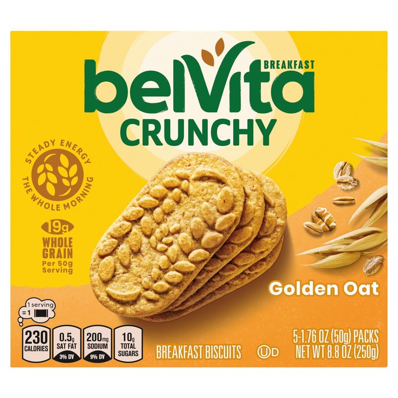 Belvita Crunchy Golden Oat Breakfast Biscuits, 1.76 oz, 5 count