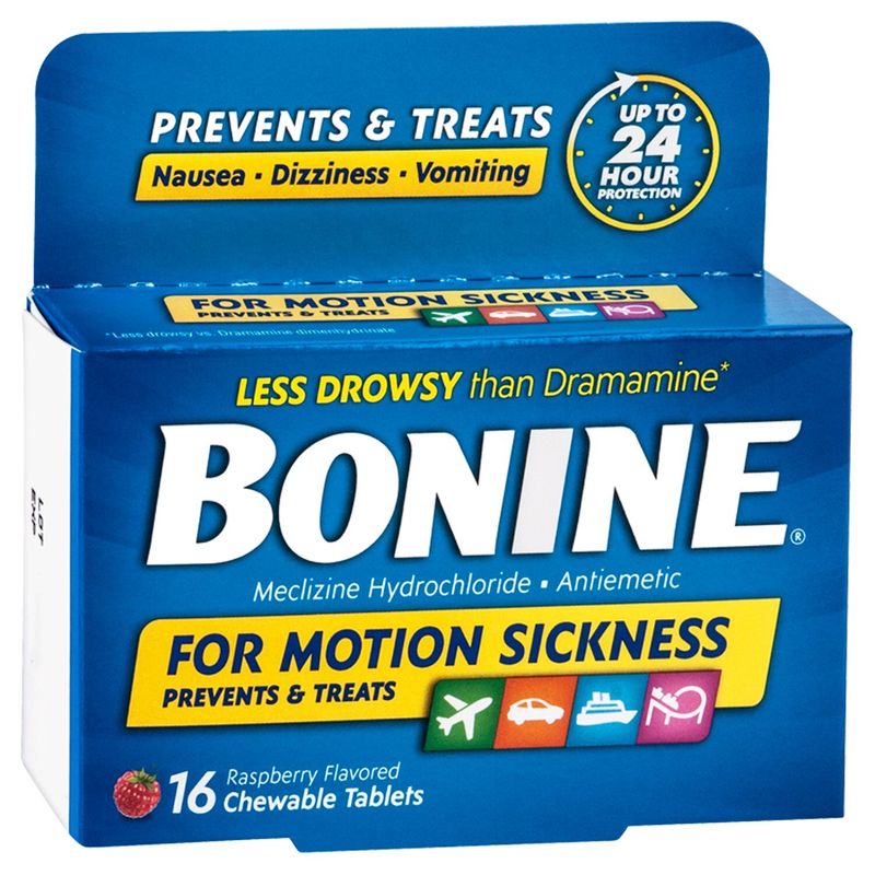 Bonine Raspberry Flavored Chewable Tablets, 16 count