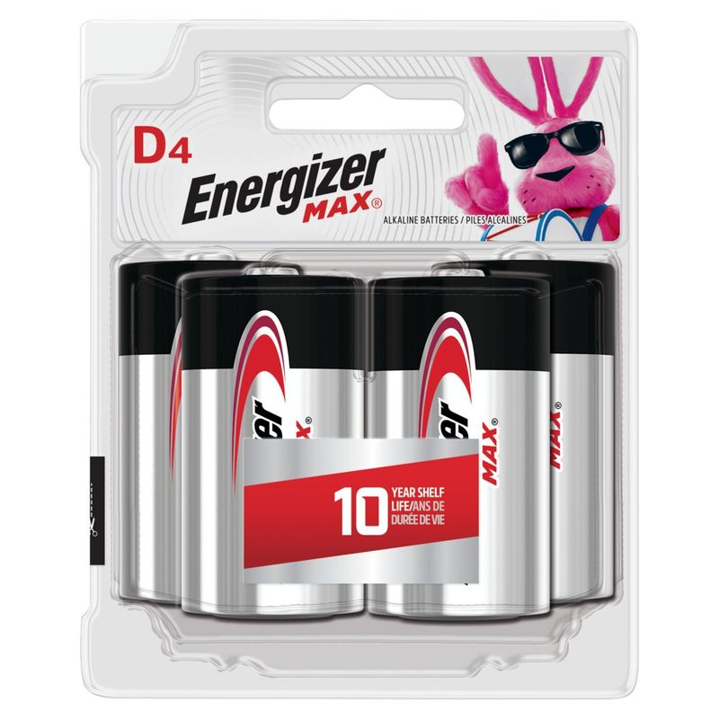 Energizer MAX D Batteries (4 Pack), D Cell Alkaline Batteries