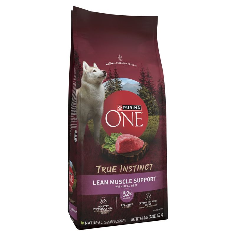 Purina ONE True Instinct Lean Muscle Support with Real Beef Adult Dog Food, 60.8 oz