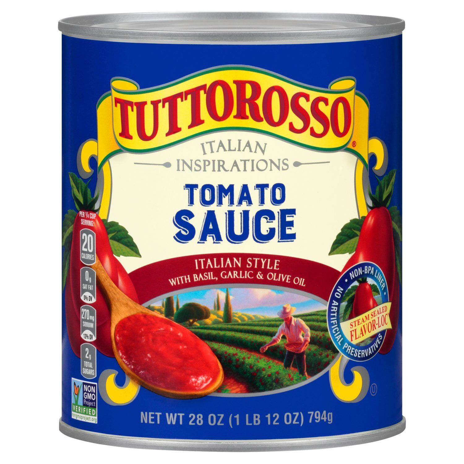 Tuttorosso Italian Inspiration Italian Style Tomato Sauce with Basil, Garlic &amp; Olive Oil, 28 oz
