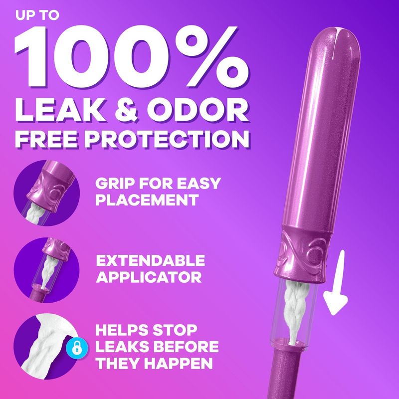 Tampax Compact Radiant Tampons Multipack, with LeakGuard Braid &amp; Extendable Applicator, Regular/Sup