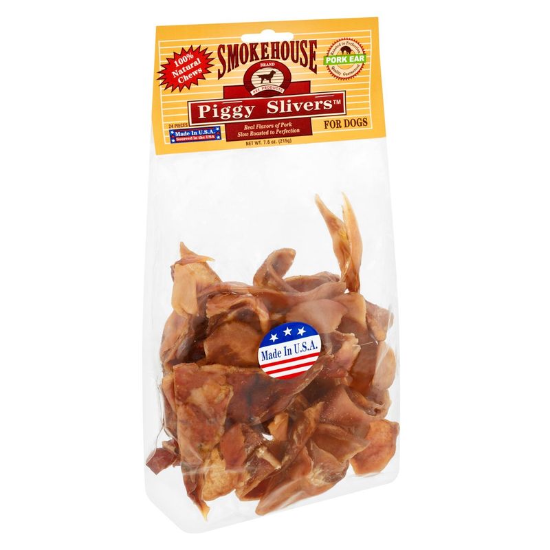 Smokehouse Piggy Slivers Pork Ear for Dogs, 24 count, 7.6 oz