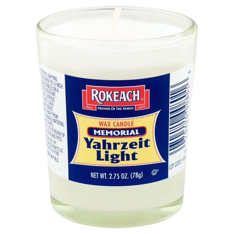 Rokeach Memorial Yahrzeit Light Wax Candle, 2.75 oz
