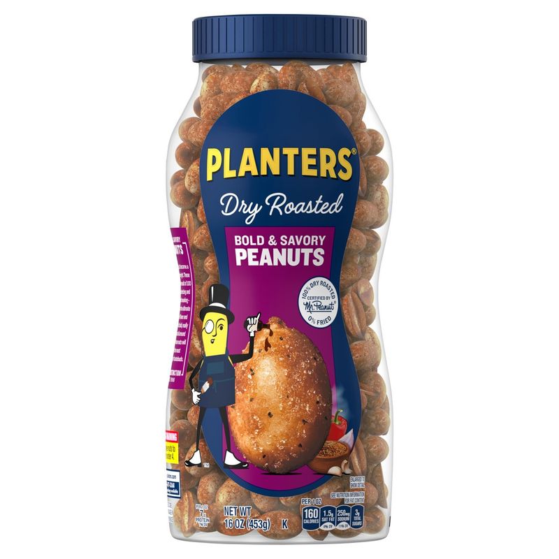 Planters Dry Roasted Bold &amp; Savory Peanuts, 16 oz