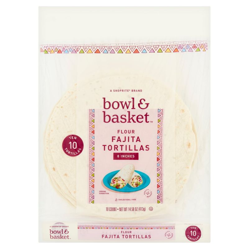 Bowl &amp; Basket 8 Inches Flour Fajita Tortillas, 10 count, 14.58 oz