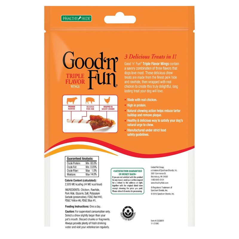 Healthy Hide Good 'n' Fun Triple Flavor Wings Snack for All Dogs, 4 oz