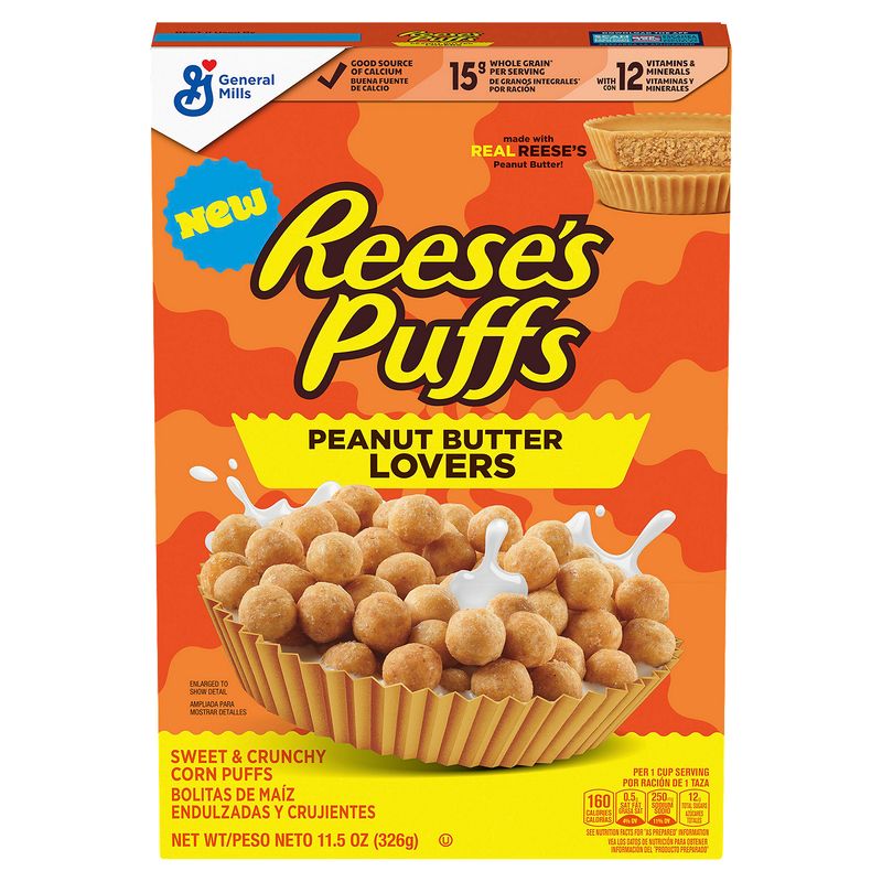 Reese's Puffs Peanut Butter Lovers Sweet &amp; Crunchy Corn Puffs, 11.5 oz