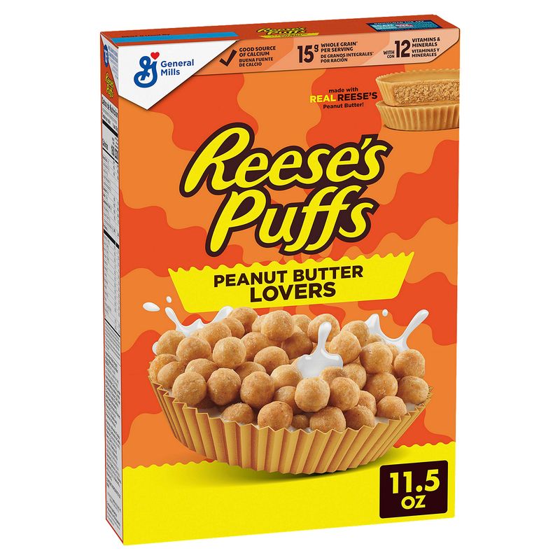 Reese's Puffs Peanut Butter Lovers Sweet &amp; Crunchy Corn Puffs, 11.5 oz
