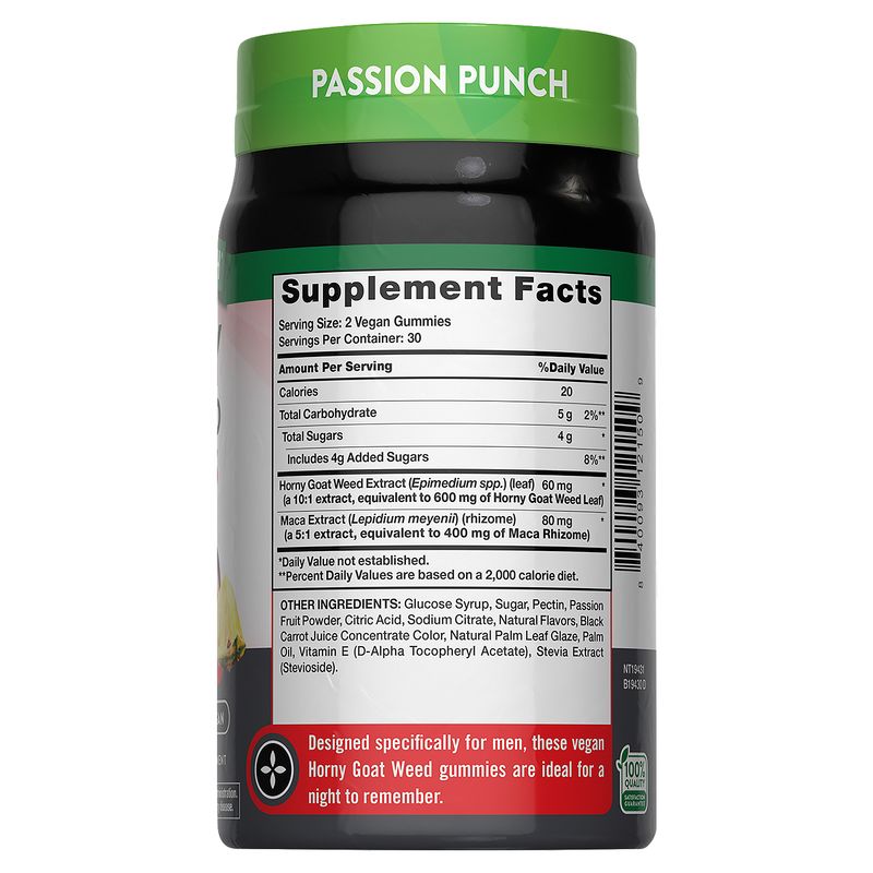 Nature's Truth Delicious Passion Punch Flavor Horny Goat Weed Gummies Dietary Supplement, 60 count