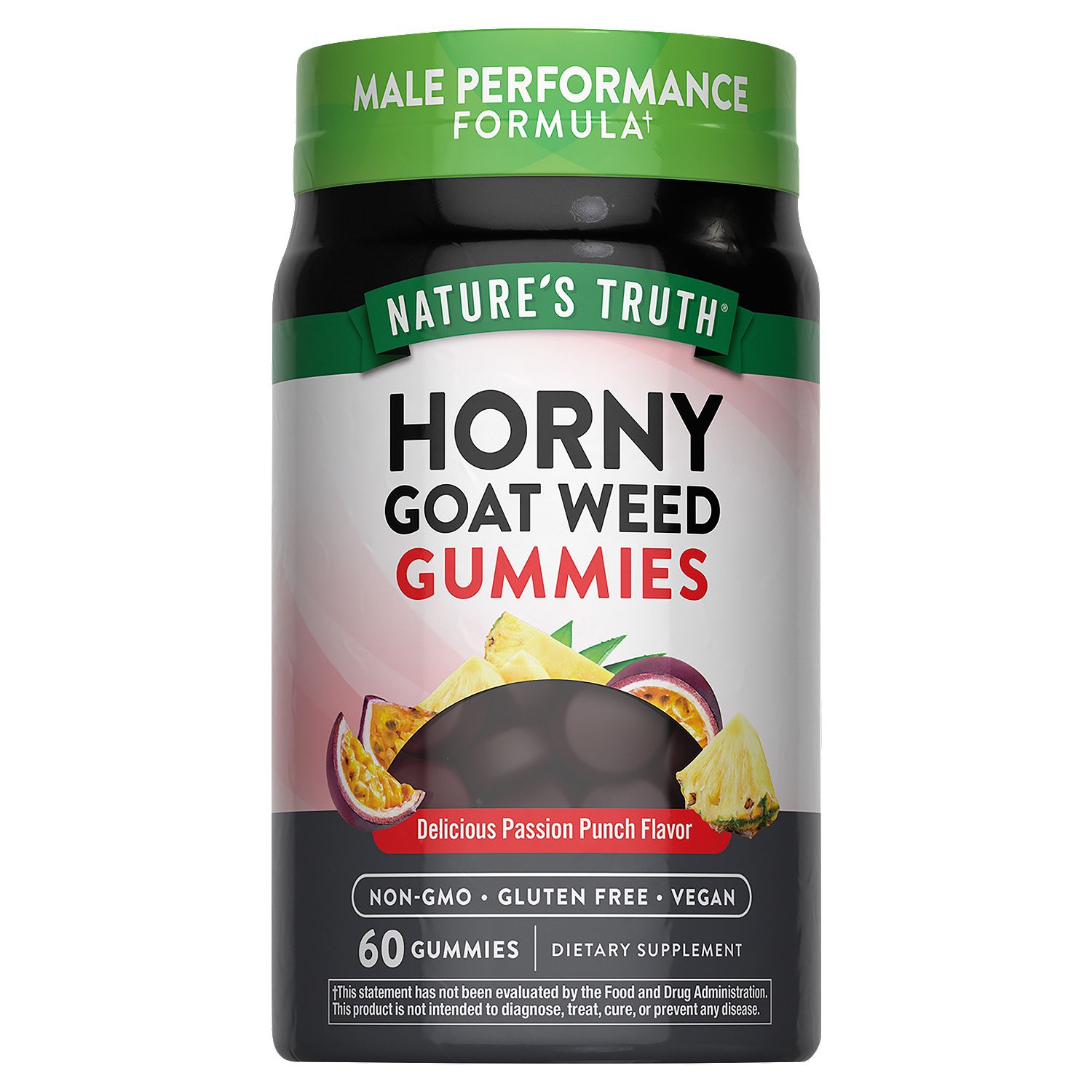 Nature's Truth Delicious Passion Punch Flavor Horny Goat Weed Gummies Dietary Supplement, 60 count