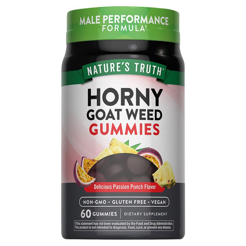 Nature's Truth Delicious Passion Punch Flavor Horny Goat Weed Gummies Dietary Supplement, 60 count