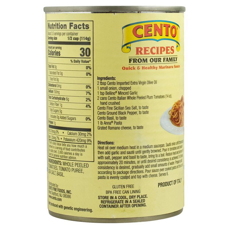 Cento Italian Whole Peeled Tomatoes with Basil Leaf, 14 oz