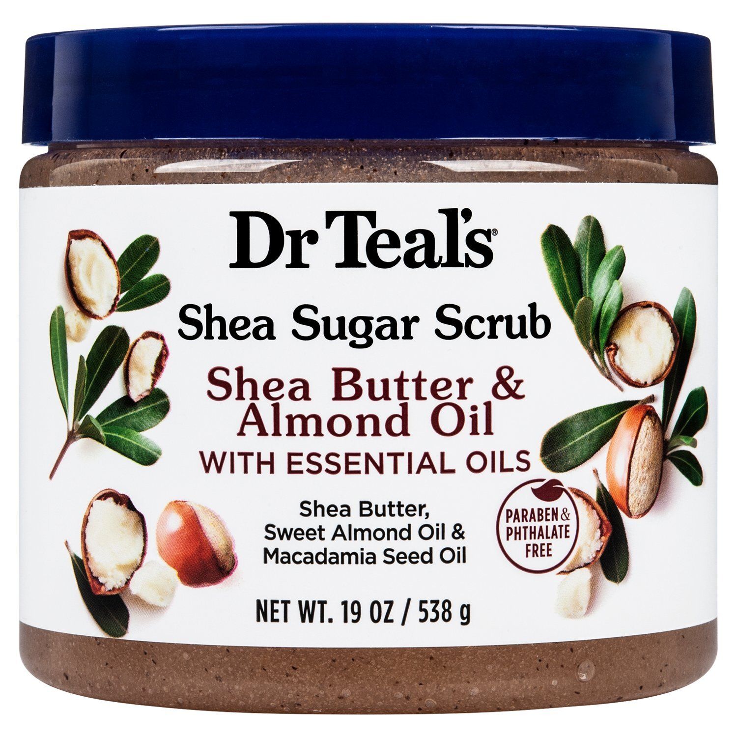Dr Teal's Shea Butter &amp; Almond Oil with Essential Oils Shea Sugar Scrub, 19 oz